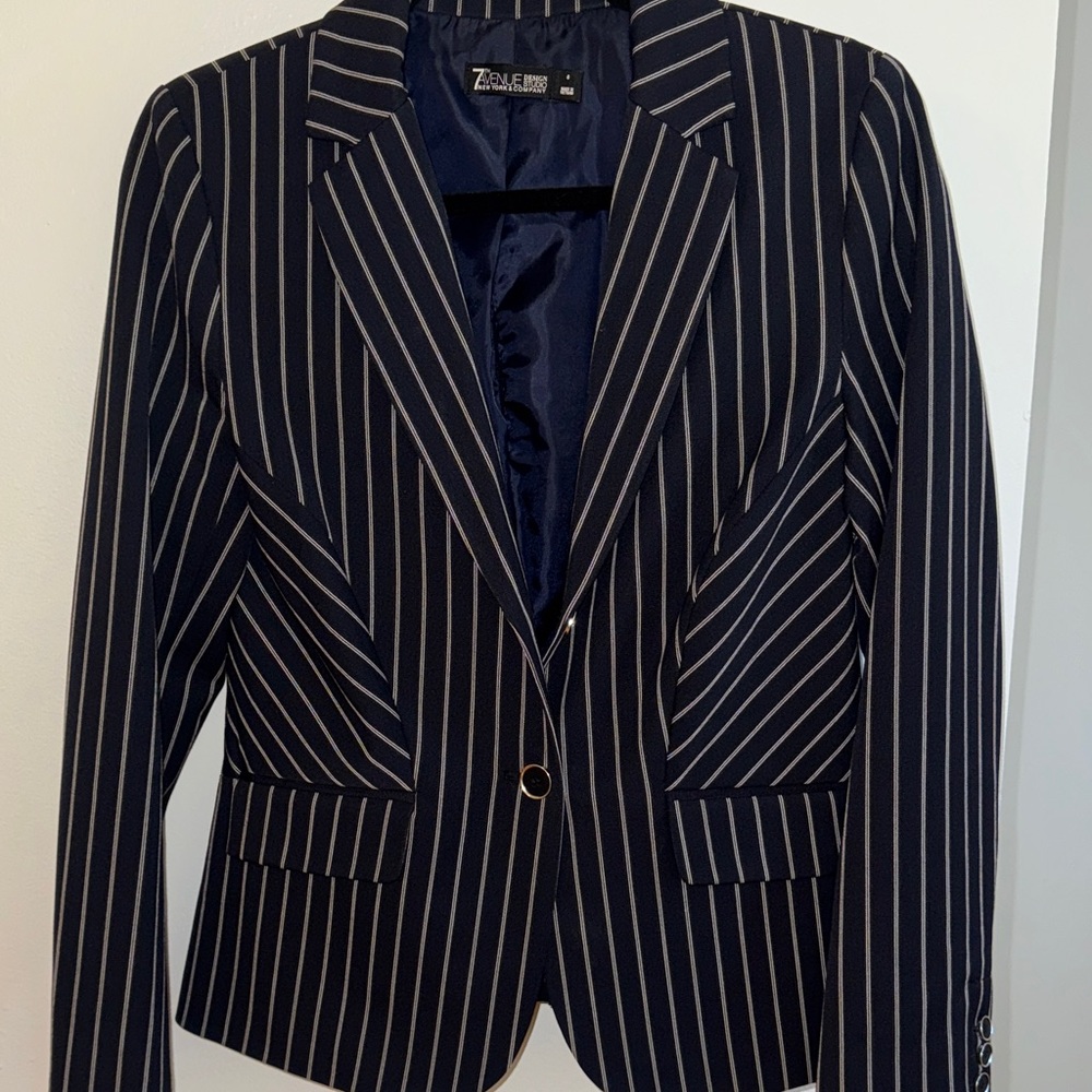 Zara Navy Striped Blazer